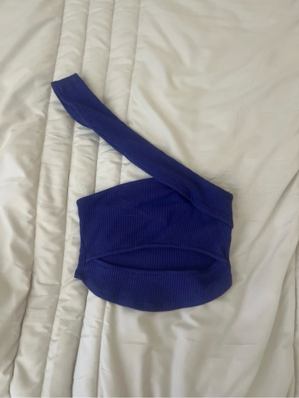 Urban Outfitters One-Shoulder Ribbed Crop Top - Royal Blue